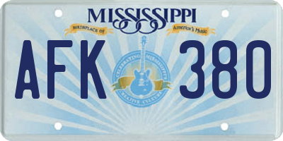 MS license plate AFK380