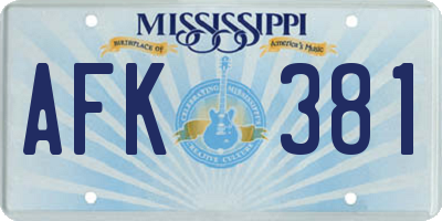 MS license plate AFK381