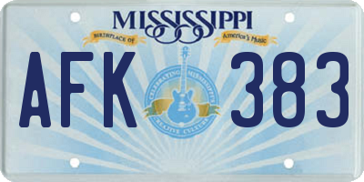 MS license plate AFK383