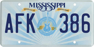 MS license plate AFK386