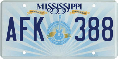 MS license plate AFK388