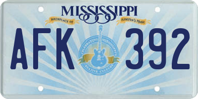 MS license plate AFK392