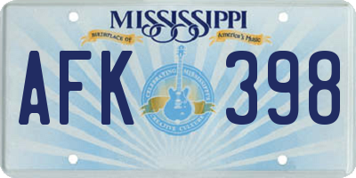 MS license plate AFK398