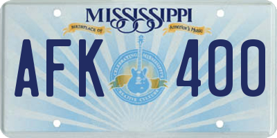 MS license plate AFK400