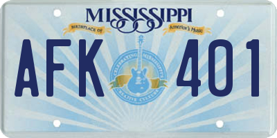 MS license plate AFK401