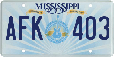 MS license plate AFK403