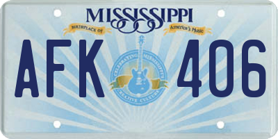 MS license plate AFK406