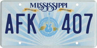 MS license plate AFK407