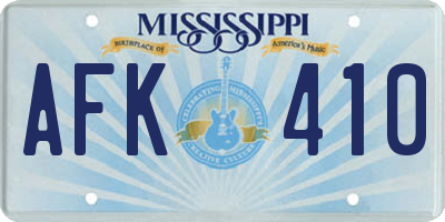 MS license plate AFK410