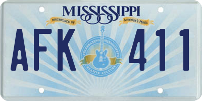MS license plate AFK411