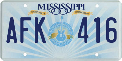 MS license plate AFK416