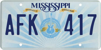 MS license plate AFK417