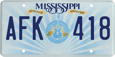 MS license plate AFK418