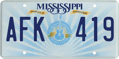 MS license plate AFK419