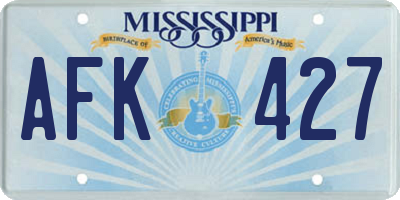 MS license plate AFK427
