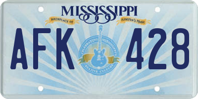 MS license plate AFK428