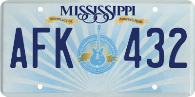 MS license plate AFK432