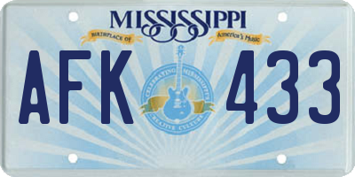 MS license plate AFK433