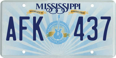 MS license plate AFK437