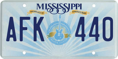 MS license plate AFK440