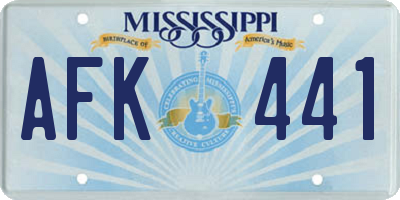 MS license plate AFK441