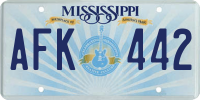 MS license plate AFK442