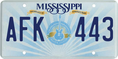 MS license plate AFK443