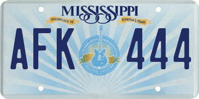 MS license plate AFK444