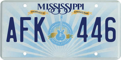 MS license plate AFK446