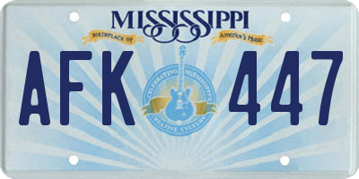 MS license plate AFK447