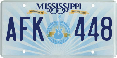 MS license plate AFK448