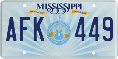 MS license plate AFK449