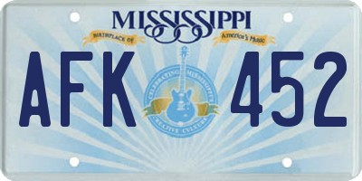 MS license plate AFK452
