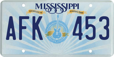 MS license plate AFK453