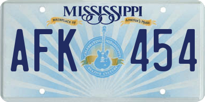 MS license plate AFK454