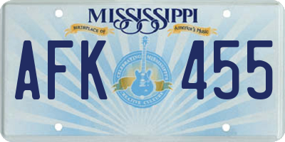 MS license plate AFK455