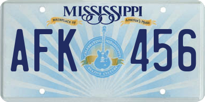 MS license plate AFK456