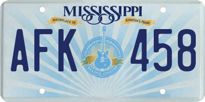 MS license plate AFK458