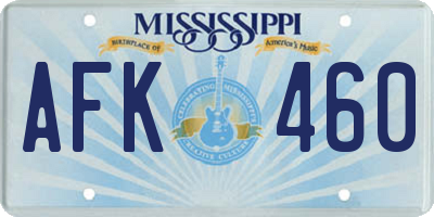 MS license plate AFK460