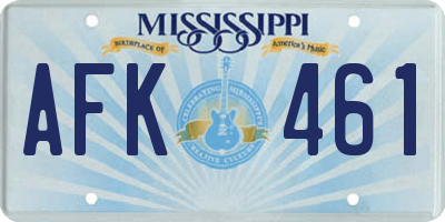 MS license plate AFK461