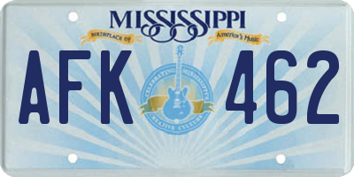 MS license plate AFK462