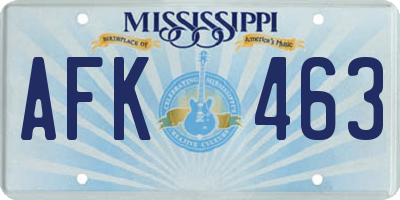MS license plate AFK463