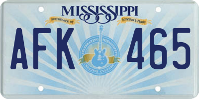 MS license plate AFK465