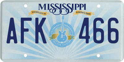 MS license plate AFK466