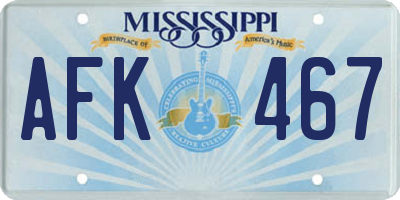 MS license plate AFK467