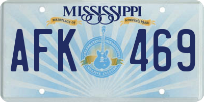 MS license plate AFK469