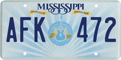 MS license plate AFK472