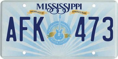 MS license plate AFK473