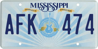 MS license plate AFK474