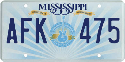 MS license plate AFK475